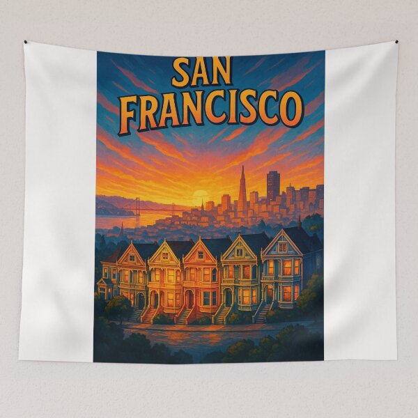 Item preview, San Francisco California – Painted Ladies and Skyline Sunset designed and sold by Places On Earth.