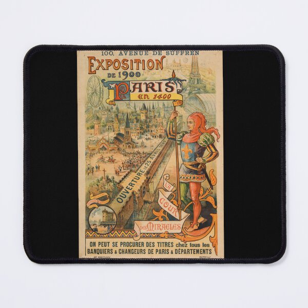 Item preview, Art Nouveau Poster | Paris En 1400 | Exposition de 1900 | Eiffel Tower | Medieval Knight & Vibrant Colors | April 25 1899 designed and sold by artofuniverse.