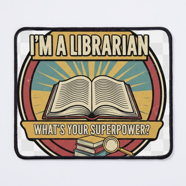Item preview, Title: "Superpower" Librarian Gift - Funny Library Hero T-Shirt Sticker Mug - Vintage Comic Book School Librarian Tee designed and sold by kinany00.