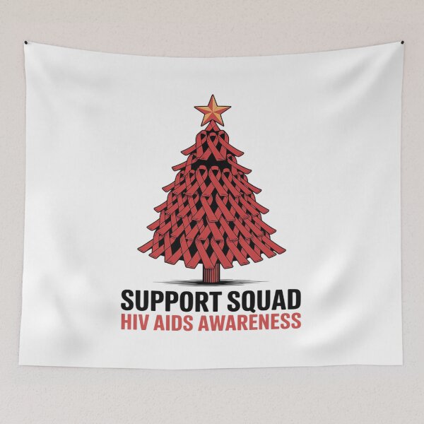 Item preview, Support Squad HIV AIDS Awareness Tree Ribbon Red For Christm designed and sold by VladoZork.
