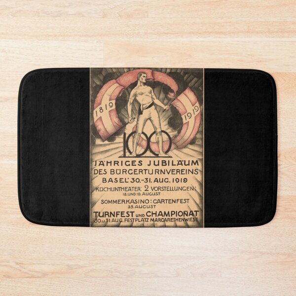 Item preview, Vintage Gymnastics Poster | 1919 Basel Bürgerturnverein Centennial | European Graphic Design | Strong Male Figure Art designed and sold by artofuniverse.