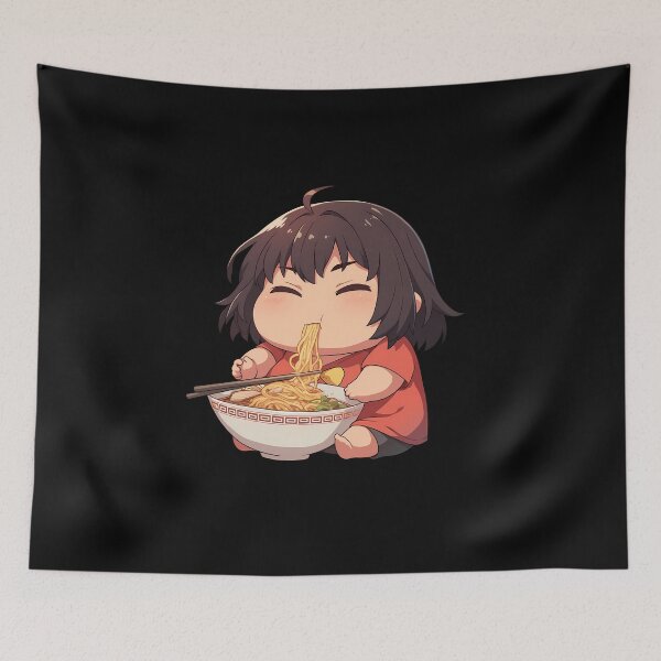 Item preview, Suruga Kanbaru Kawaii Chibi Anime Girl Slurping Ramen from Bakemonogatari designed and sold by Raslbazola.