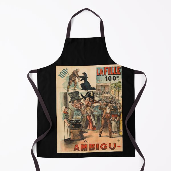Item preview, Vintage French Theatrical Poster Art | La Fille Play at Ambigu Theater | 19th Century Caricature & Vibrant Decor designed and sold by artofuniverse.