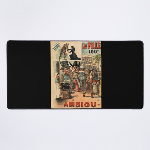 Item preview, Vintage French Theatrical Poster Art | La Fille Play at Ambigu Theater | 19th Century Caricature & Vibrant Decor designed and sold by artofuniverse.