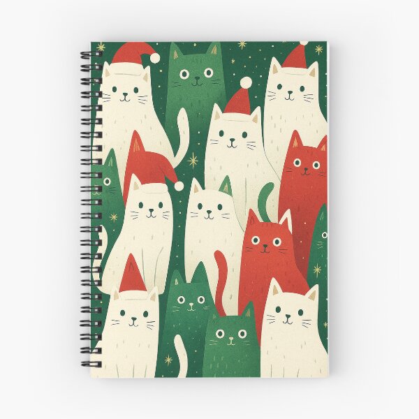 Item preview, Cute Christmas Cats Illustration – Festive Holiday Cat Pattern designed and sold by elgreko.