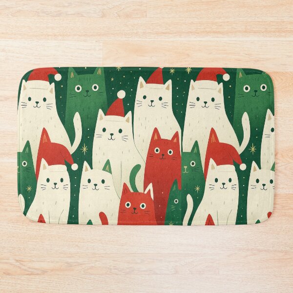 Item preview, Cute Christmas Cats Illustration – Festive Holiday Cat Pattern designed and sold by elgreko.