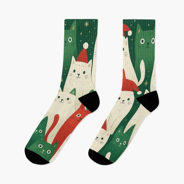 Item preview, Cute Christmas Cats Illustration – Festive Holiday Cat Pattern designed and sold by elgreko.
