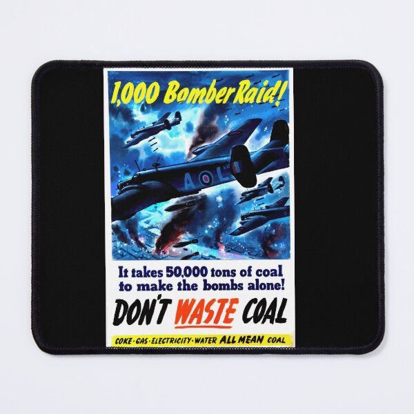 Item preview, Vintage WWII Propaganda Poster | 1000 Bomber Raid Art | RAF Bombers in Action | Resource Conservation & War Effort designed and sold by artofuniverse.