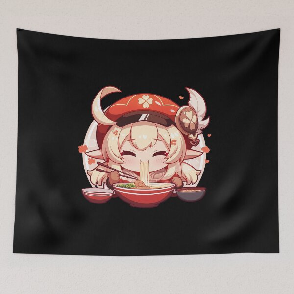 Item preview, Game Adorable Klee Eating Ramen Genshin Impact Chibi Anime Girl Kawaii Style designed and sold by Raslbazola.