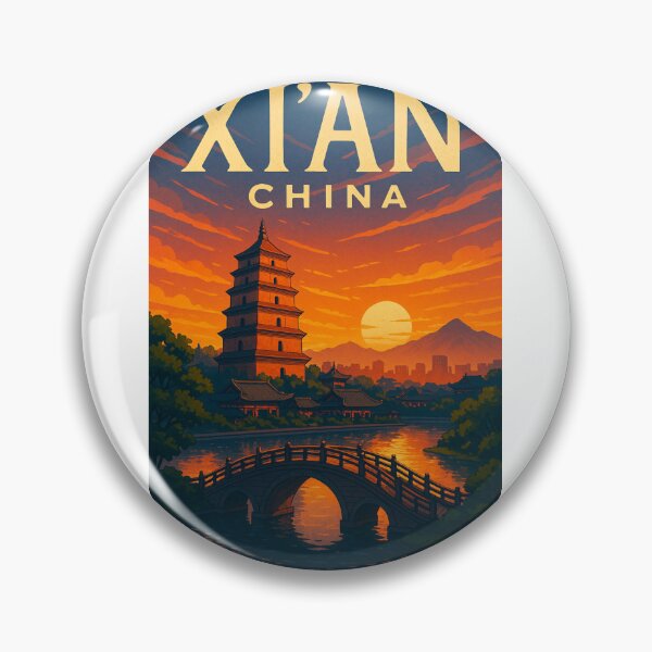 Item preview, Ancient Pagoda and Bridge at Sunset, Xi’an, China designed and sold by Aryabek.