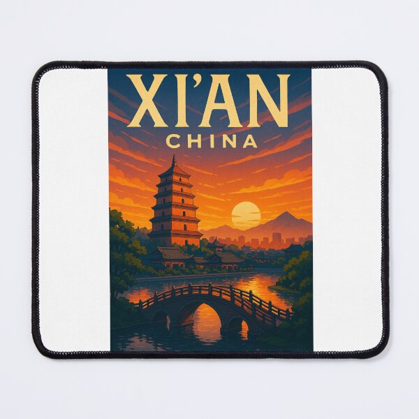 Item preview, Ancient Pagoda and Bridge at Sunset, Xi’an, China designed and sold by Aryabek.