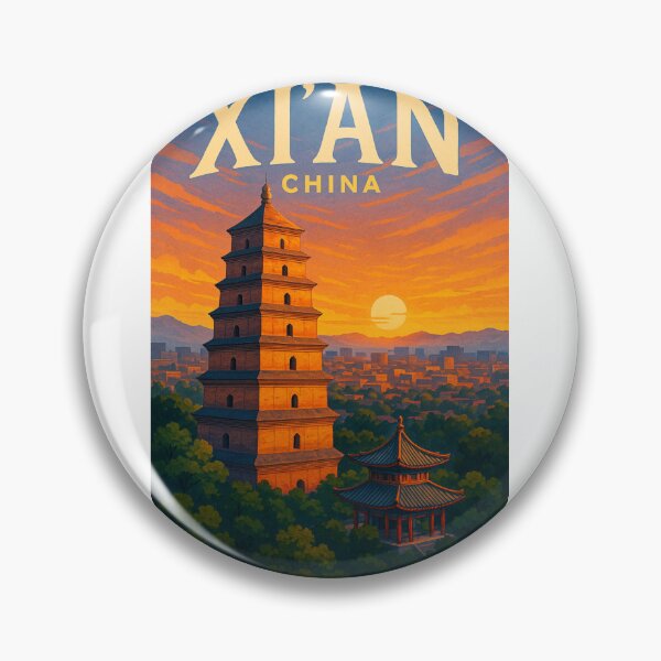Item preview, Giant Wild Goose Pagoda in Xi’an, China at Dusk designed and sold by Aryabek.