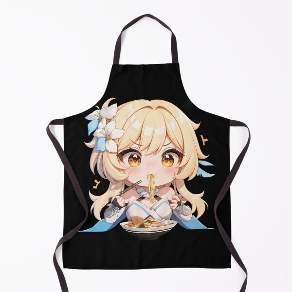Item preview, Traveler Lumine Genshin Impact Chibi Girl Enjoying Hot Ramen Anime designed and sold by Raslbazola.