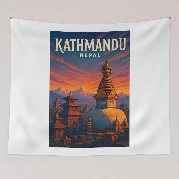 Item preview, Boudhanath Stupa at Dusk, Kathmandu Valley, Nepal designed and sold by Aryabek.