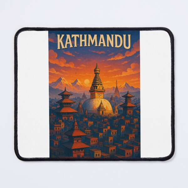 Item preview, Kathmandu Valley with Stupas and Himalayas, Nepal designed and sold by Aryabek.