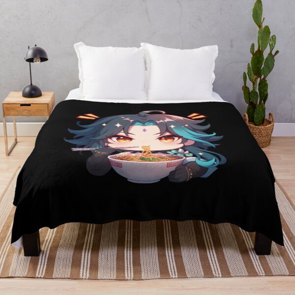 Item preview, Game Xiao Genshin Impact Chibi Boy Eating Spicy Ramen Anime designed and sold by Raslbazola.