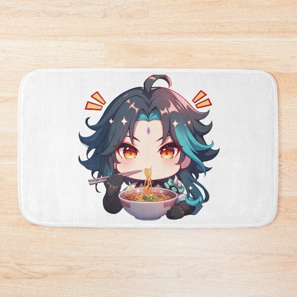 Item preview, Game Xiao Genshin Impact Chibi Boy Eating Spicy Ramen Anime designed and sold by Raslbazola.