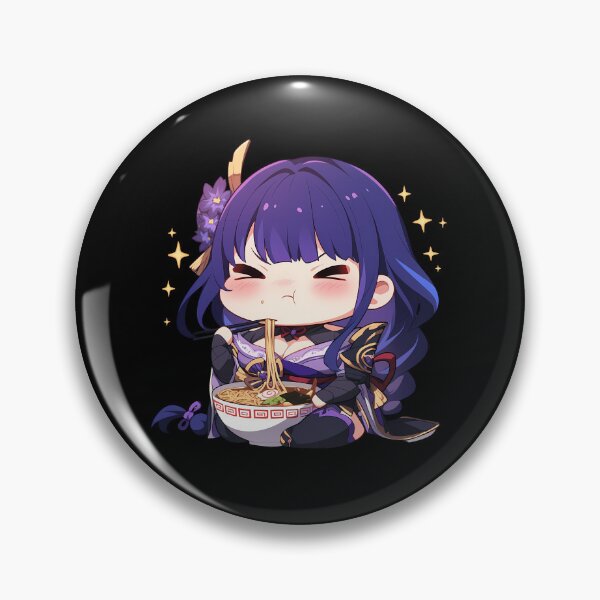Item preview, Chibi Raiden Shogun Eating Ramen Genshin Impact Anime designed and sold by Raslbazola.