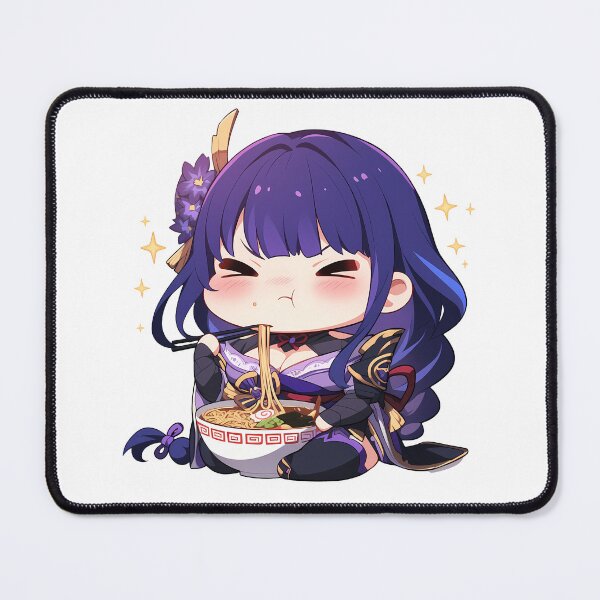 Item preview, Chibi Raiden Shogun Eating Ramen Genshin Impact Anime designed and sold by Raslbazola.