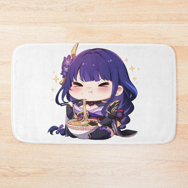 Item preview, Chibi Raiden Shogun Eating Ramen Genshin Impact Anime designed and sold by Raslbazola.