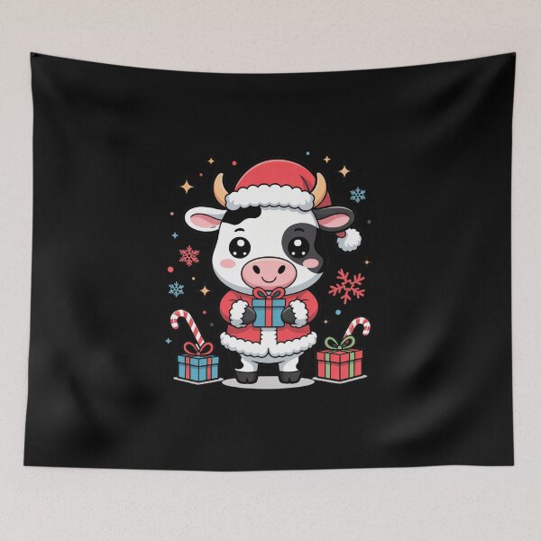 Item preview, Chibi Cow in Santa Outfit | Cute Kawaii Christmas Design designed and sold by ColorSplash123.