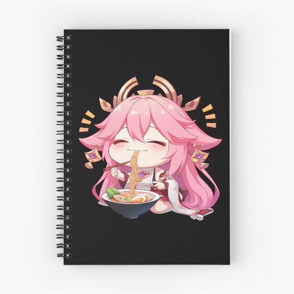 Item preview, Yae Miko Cute Pink Fox Enjoying Ramen Genshin Impact Anime designed and sold by Raslbazola.