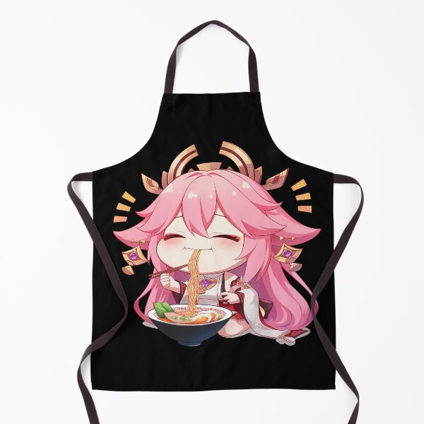 Item preview, Yae Miko Cute Pink Fox Enjoying Ramen Genshin Impact Anime designed and sold by Raslbazola.