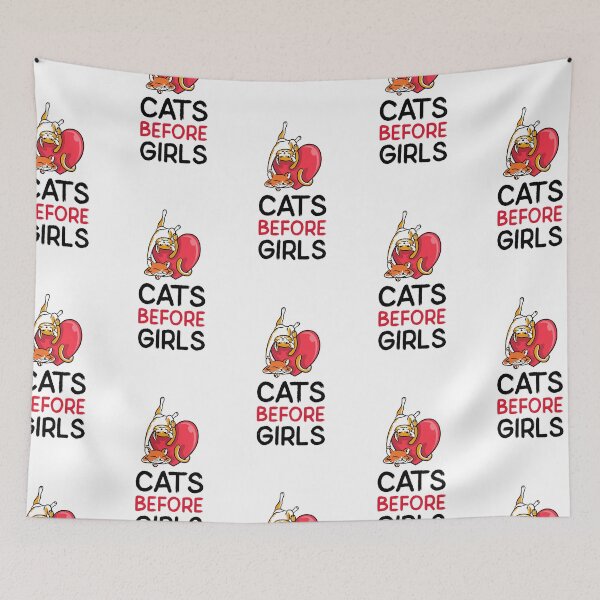 Item preview, Cats Before Girls – Funny Cat Lover T-Shirt | Anti-Valentine Pet Humor Design designed and sold by GaudaPrime31.