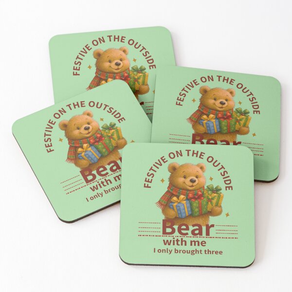 Item preview, Festive Bear Gift Humor Christmas Tee – “Bear With Me, I Only Brought Three” designed and sold by Lunalayer Boutique .