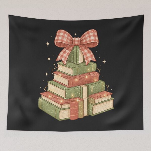 Item preview, Coquette Bow Christmas Book Tree Cute Holiday Reading christmas tree coquette Design designed and sold by FreshVibe Prints.