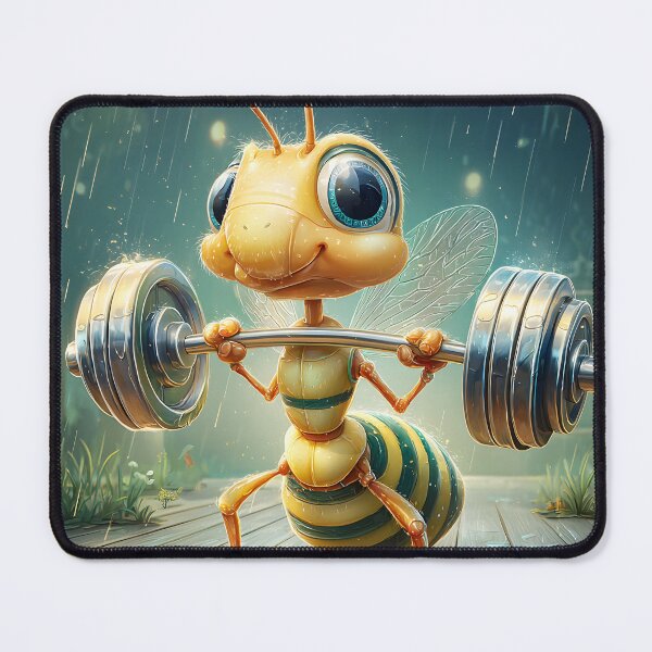 Item preview, Strong Cartoon Ant Lifting Weights in Rainy Scene designed and sold by Artessie.