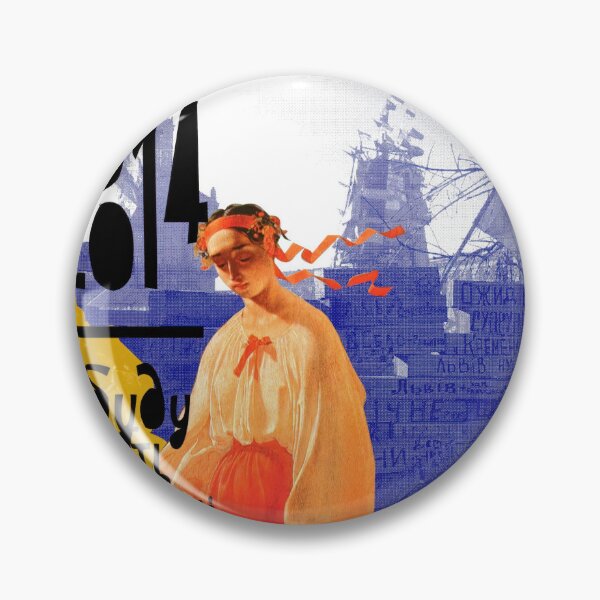 Item preview, Ukrainian Identity & Heritage Collage Art | Blue Yellow Protest Scene | Traditional Woman  Taras Shevchenko Tribute designed and sold by artofuniverse.