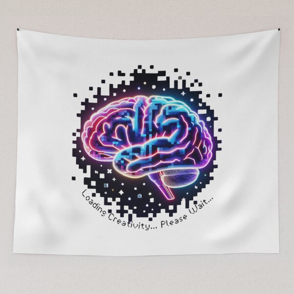 Item preview, Loading Creativity – Retro Pixel Brain Tee designed and sold by EcoArtTees.