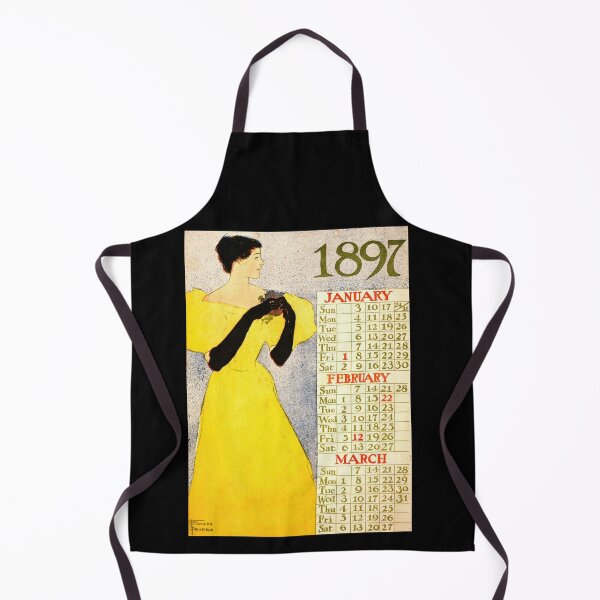 Item preview, 1897 Vintage Calendar Art | Edward Penfield Poster | Art Nouveau Woman in Yellow Dress & Flowers | Gibson Girl Era Print designed and sold by artofuniverse.