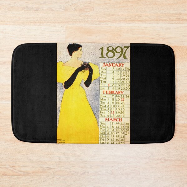 Item preview, 1897 Vintage Calendar Art | Edward Penfield Poster | Art Nouveau Woman in Yellow Dress & Flowers | Gibson Girl Era Print designed and sold by artofuniverse.