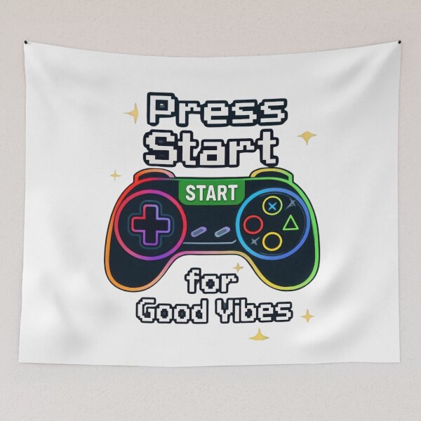 Item preview, Press Start for Good Vibes – Vintage Gamer Tee designed and sold by EcoArtTees.