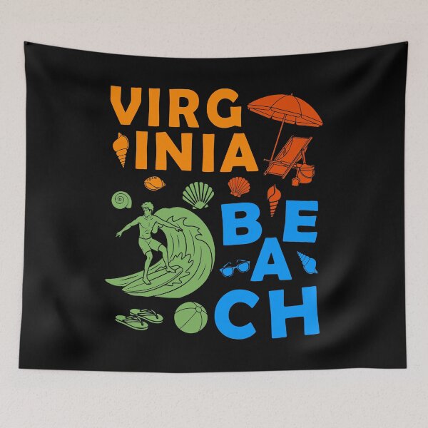 Aperçu de l'œuvre Souvenir de Virginia Beach : hommes surfant à Virginia Beach créée et vendue par DSWShirts.