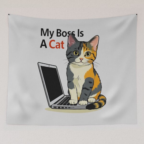 Item preview, My Boss Is A Cat – Funny Work From Home Tee designed and sold by EcoArtTees.