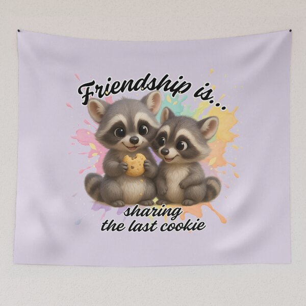 Item preview, Cute Raccoons sharing Friendship over a Cookie designed and sold by Waratah and Wood.