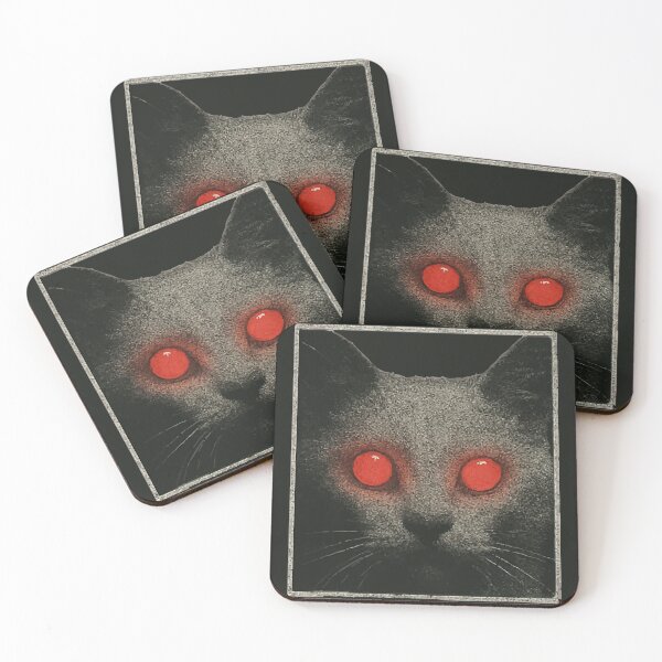 Item preview, Y2K Cyber Goth Cat with Red Glowing Eyes Retro Aesthetic designed and sold by SKADIVIUM.