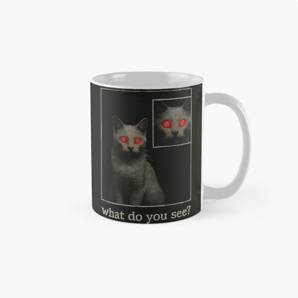 Item preview, Y2K Cyber Goth Cat with Red Glowing Eyes Retro Aesthetic designed and sold by SKADIVIUM.