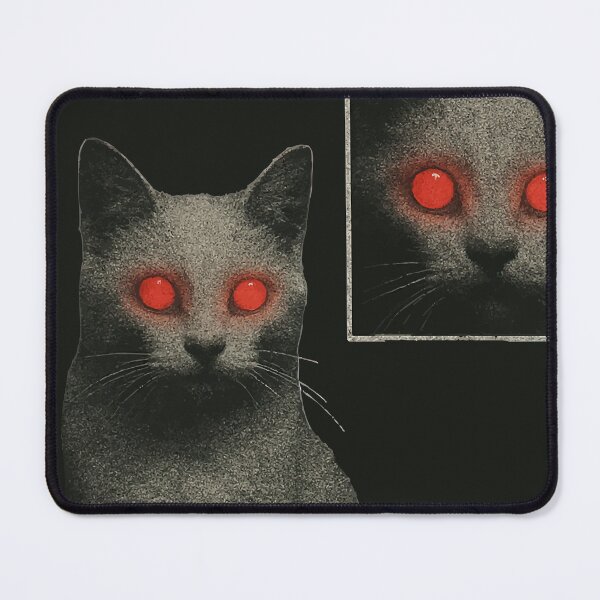 Item preview, Y2K Cyber Goth Cat with Red Glowing Eyes Retro Aesthetic designed and sold by SKADIVIUM.