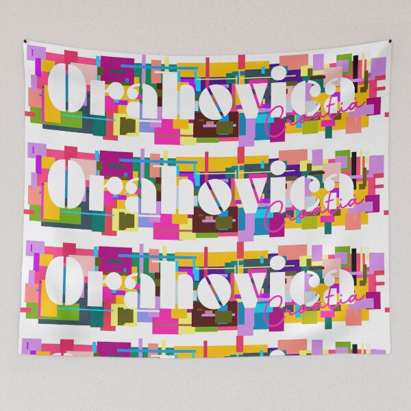 Item preview, Orahovica, Croatia, Vibrant Abstract City Typography Art designed and sold by Wanderful-roads.