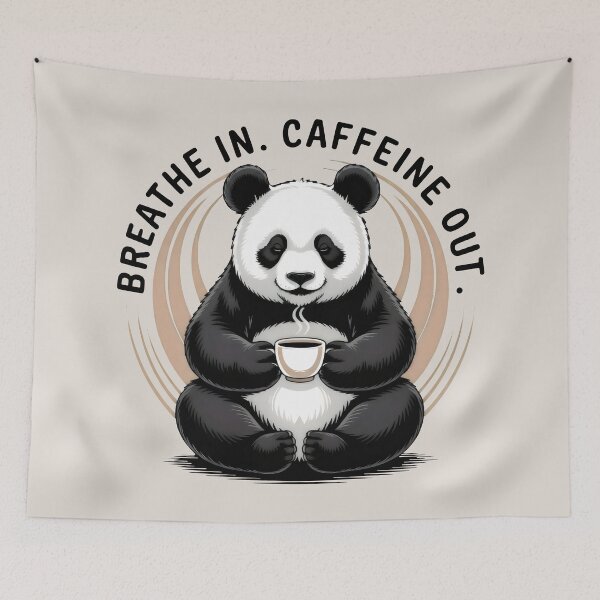 Item preview, Japandi-Style Panda Relaxing with White Mug and Gentle Humor designed and sold by SplashTastic.