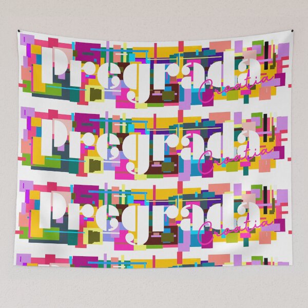 Item preview, Pregrada, Croatia, Vibrant Abstract City Typography Art designed and sold by Wanderful-roads.
