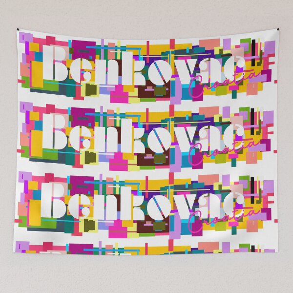 Item preview, Benkovac, Croatia, Vibrant Abstract City Typography Art designed and sold by Wanderful-roads.