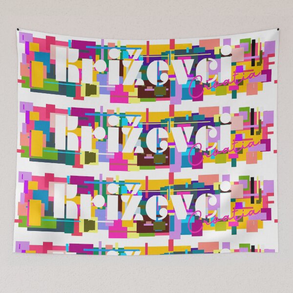 Item preview, Križevci, Croatia, Vibrant Abstract City Typography Art designed and sold by Wanderful-roads.
