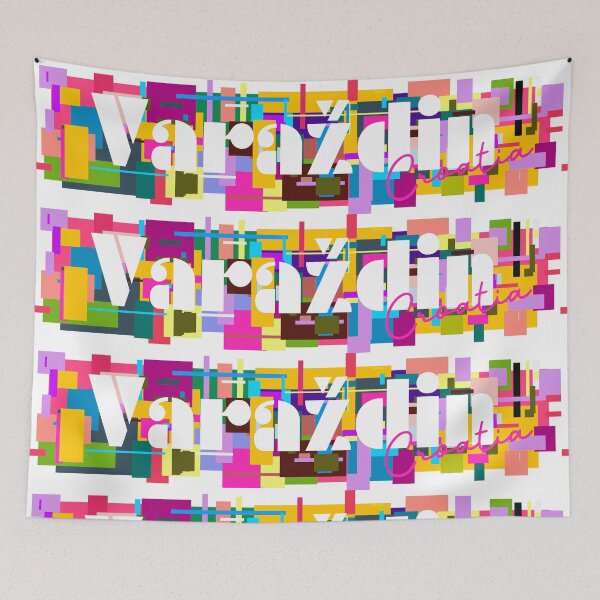 Item preview, Varaždin, Croatia, Vibrant Abstract City Typography Art designed and sold by Wanderful-roads.