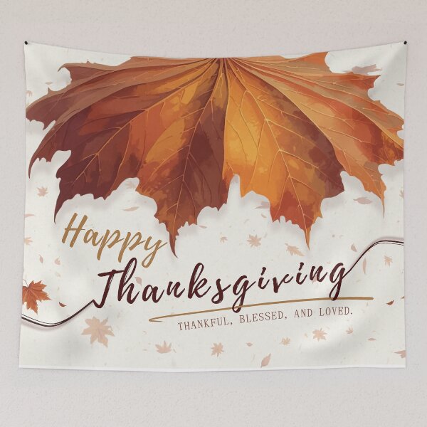 Aperçu de l'œuvre Décoration murale pour Thanksgiving | Impression de feuilles d'automne, tapisserie et puzzle à offrir créée et vendue par RiendeersDEAR.
