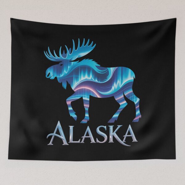 Item preview, Alaskan Caribou with Aurora Borealis Scene Reindeer designed and sold by Bandikonsalez.